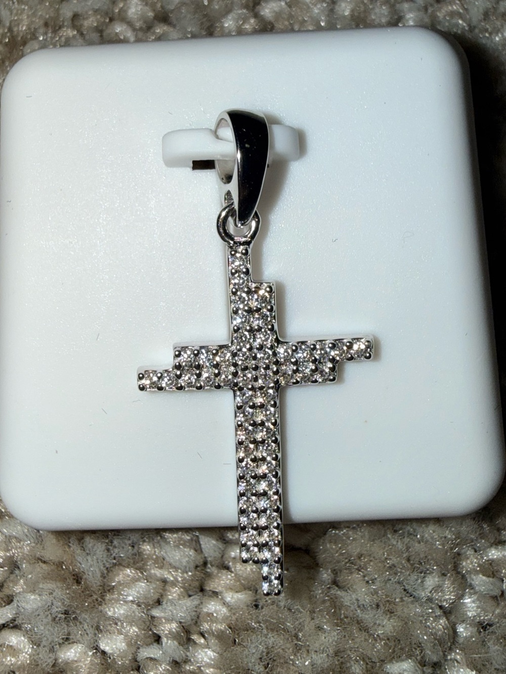 Moissanite Pave Sterling Silver Cross Pendant